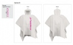 White PE ponchos with logo printed